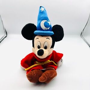 Walt Disney World Sorcerer Mickey Fantasia 12" Plush Logo On Bottom Of Foot